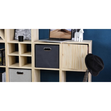 Porte pour Bibliothèque KUBIK en Pin Massif Brut 32,2x32,2 cm Unionwood