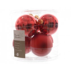 Boules de Noël à suspendre en verre 8 cm Noël rouge. Ensemble de 6