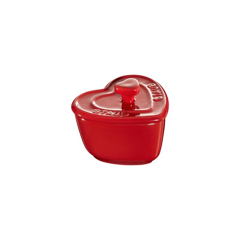 Mini Cocotte Cuore 8 cm Rossa Set di 2 in Ceramica