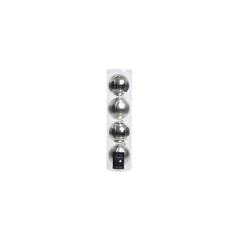 Palline di Natale da Appendere in Vetro 10 cm Argento. Set di 4
