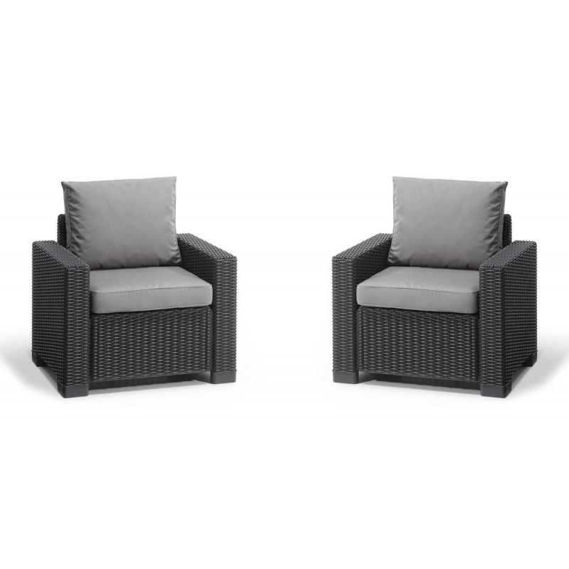 Keter 2 Armchairs With Armrests CALIFORNIA Graphite Keter 2 Armchairs With Armrests CALIFORNIA Graphite