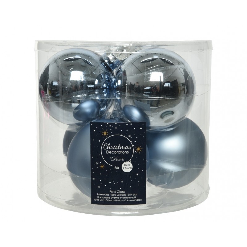 Palline di Natale in Vetro Diam 8 cm Set di 6