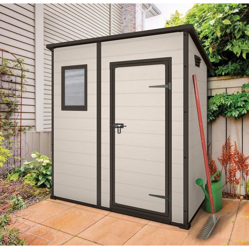 Keter Resin Garden Shed MANOR Pent 6x4 Beige PRODUCT WITH DEFECTS