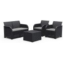Keter Set 2 Armchairs + Sofa + Storage Table ROSALIE LOUNGE Graphite