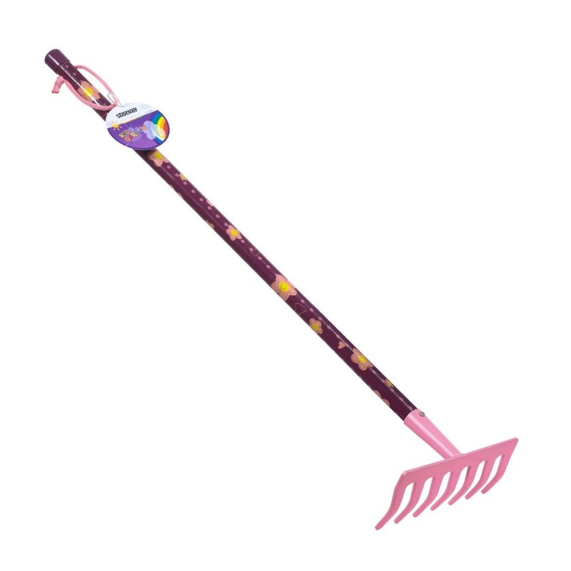 Rake Stocker 78 cm 7 teeth pink color KIDS GARDEN