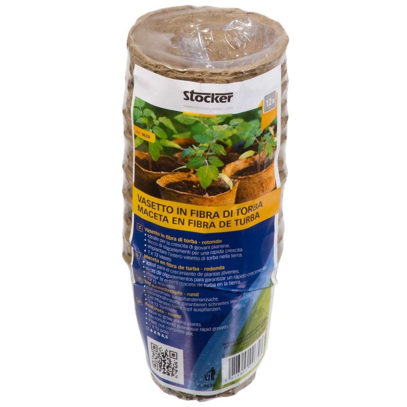 Round peat fiber pot Stocker Ø6 x h6 cm
