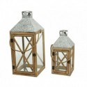 Lanterna in legno con vetro Media dim 18x18x41 cm. Pezzo Singolo
