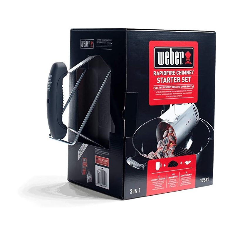 Kit Ciminiera, 2 kg di Bricchetti e 3 Accendifuoco Weber Cod. 17631 Kit Ciminiera, 2 kg di Bricchetti e 3 Accendifuoco Weber Cod. 17631