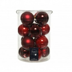 Palline di Natale in vetro da appendere 8 cm Rosso. Set 16