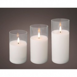 Set 3 candele con LED 17,5 cm