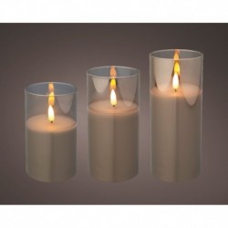 Set 3 candele con LED 17,5 cm