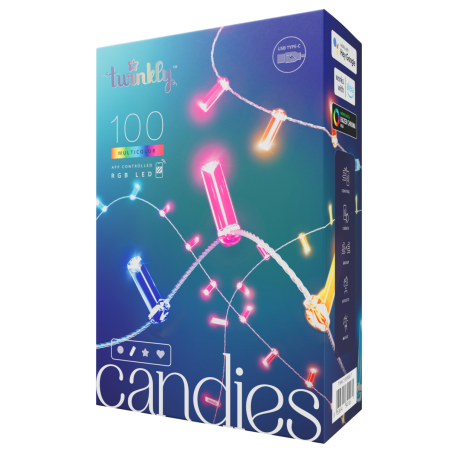 Twinkly CANDIES a Candela Luci di Natale Smart 100 Led RGB II Generazione Cavo Trasparente