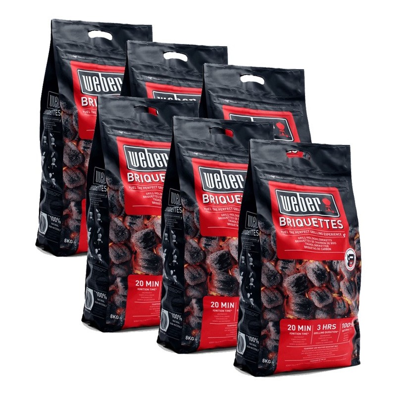 BUNDLE 6 x Sacco da 8 kg di Bricchetti Weber Cod. 17591 BUNDLE 6 x Sacco da 8 kg di Bricchetti Weber Cod. 17591
