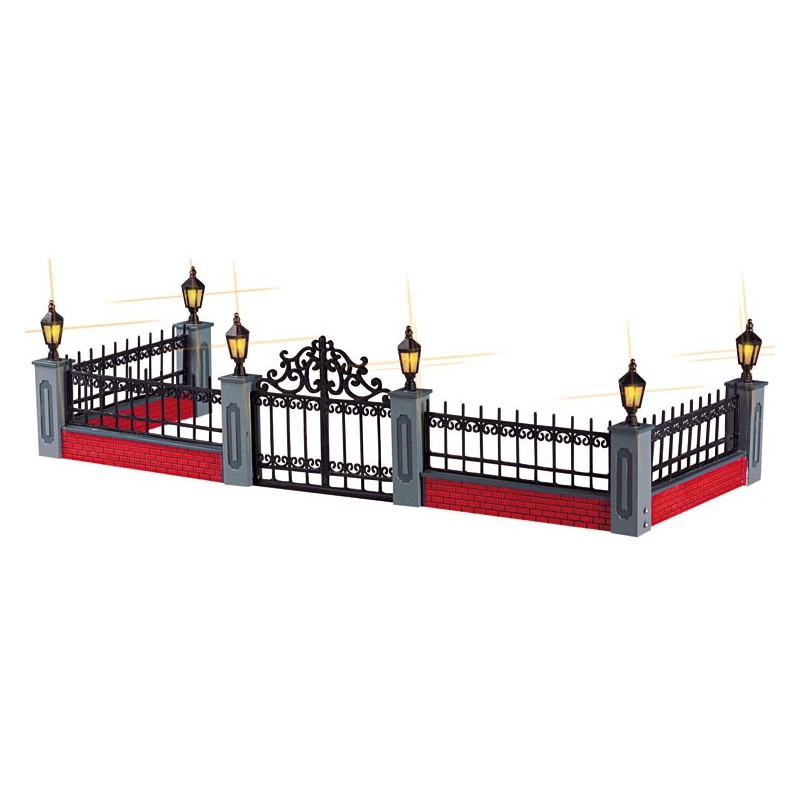 Lighted Wrought Iron Fence Set of 5 B/O 4.5V Cod. 54303