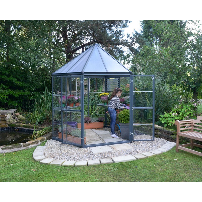 Canopia Oasis Garden Greenhouse in Hexagonal Polycarbonate 247X213X267 cm Gray Canopia Oasis Garden Greenhouse in Hexagonal Polycarbonate 247X213X267 cm Gray