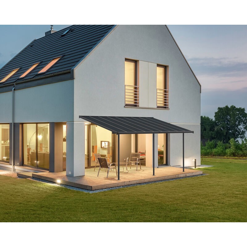 Canopia Capri Pergola Addossata in Alluminio 3X5.6 m Grigio