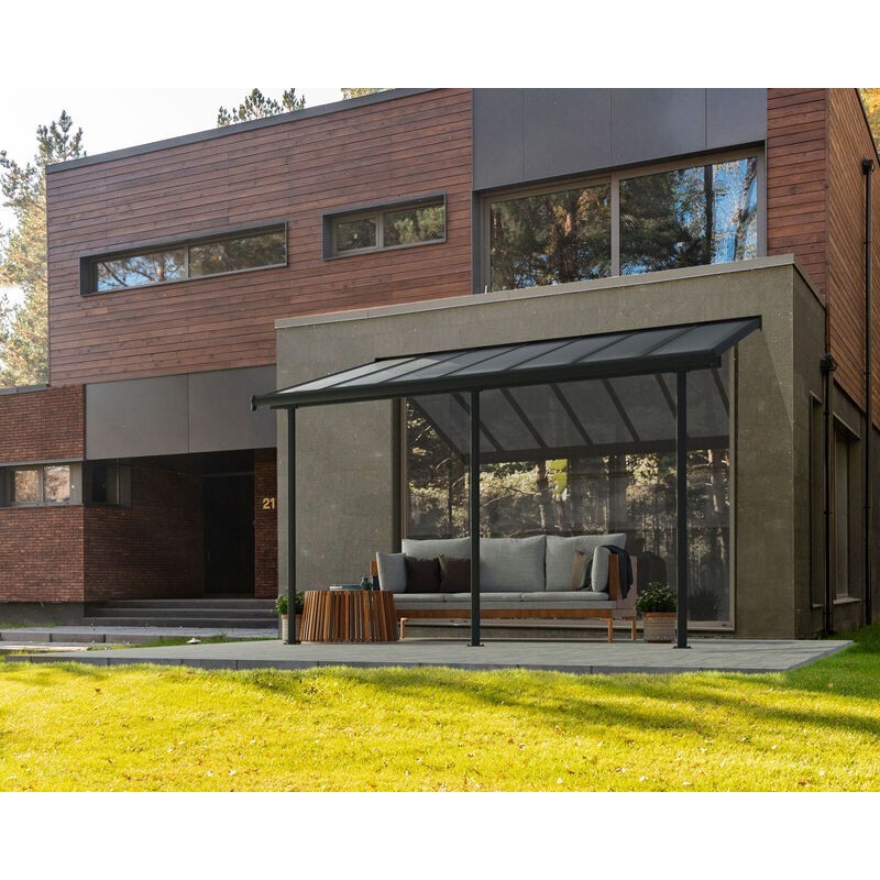Canopia Sierra Pergola Addossata in Alluminio 3X4.3 m Grigio