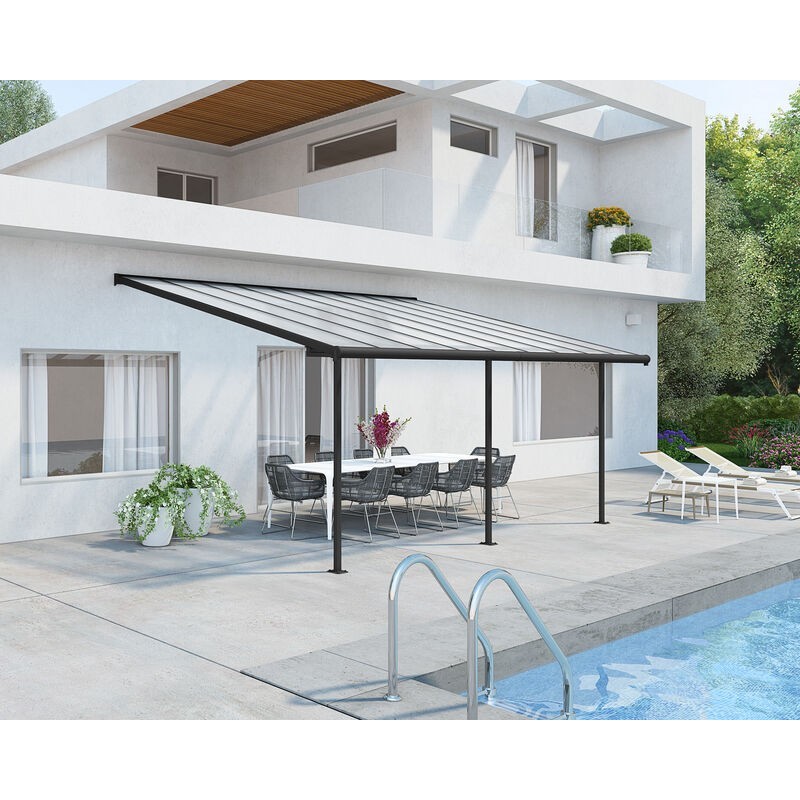 Canopia Sierra Pergola Addossata in Alluminio 3X5.6 m Grigio