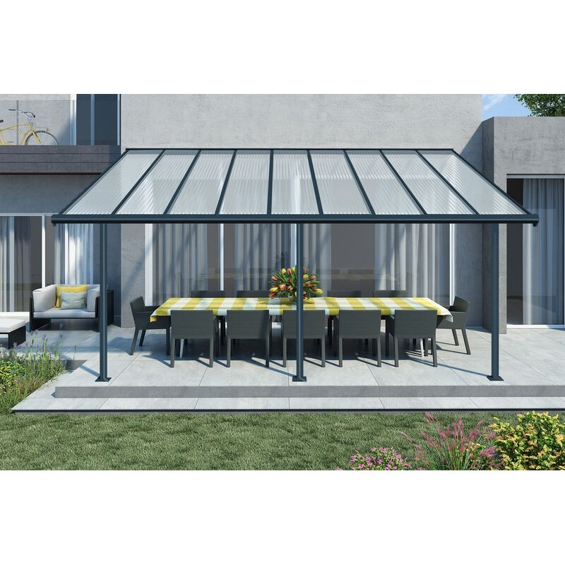 Canopia Sierra Pergola Addossata in Alluminio 3X5.6 m Grigio