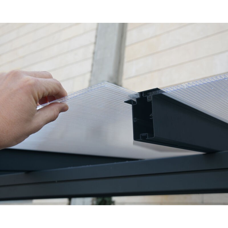 Canopia Sierra Pergola Addossata in Alluminio 3X5.6 m Grigio