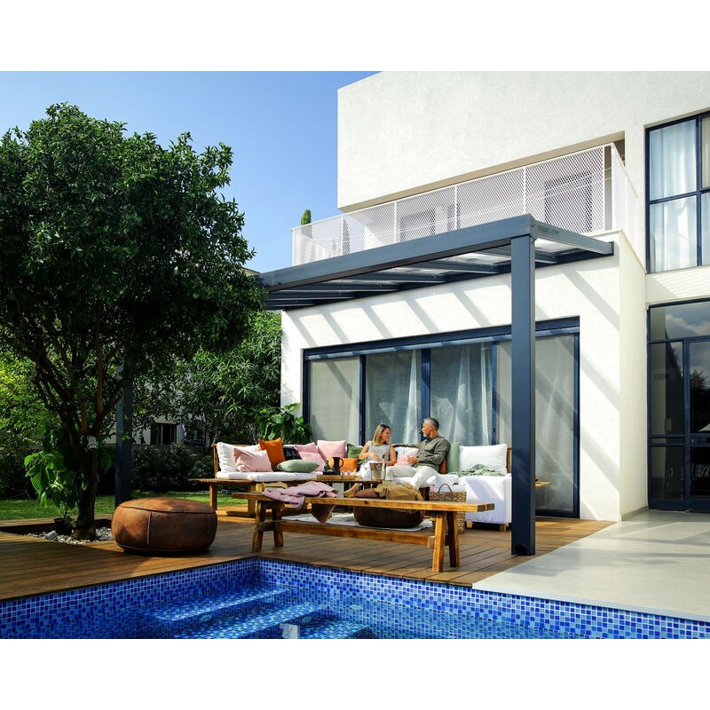 Canopia Stockholm Pergola Addossata in Alluminio di Premium 3.4X5.2 m Trasparente