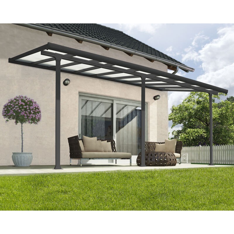 Canopia Feria Pergola Addossata in Alluminio 3X5.5 m Grigio