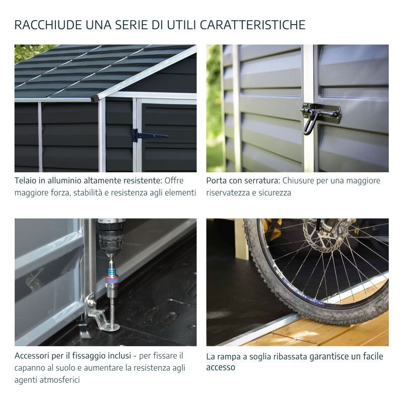 Canopia Rubicon Casetta Da Giardino in Policarbonato Ultra Resistente 303X237X235 cm Grigio Scuro