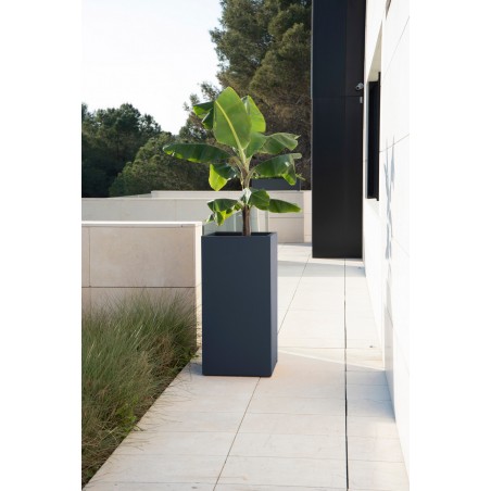 Tall Herstera Planter Column in Metal Anthracite 50x50x100 cm