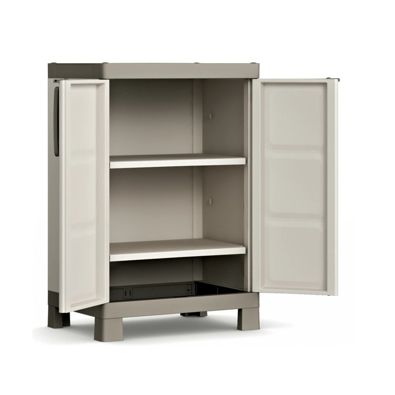 Keter Excellence Low Outdoor Cabinet with 2 Adjustable Shelves - ISTA 6 - 65X45X97H Keter Excellence Low Outdoor Cabinet with 2 Adjustable Shelves - ISTA 6 - 65X45X97H