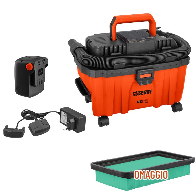 PROMO Stocker Kit Aspirapolvere + Filtro + Batteria 2,6 Ah 21V + Caricabatterie