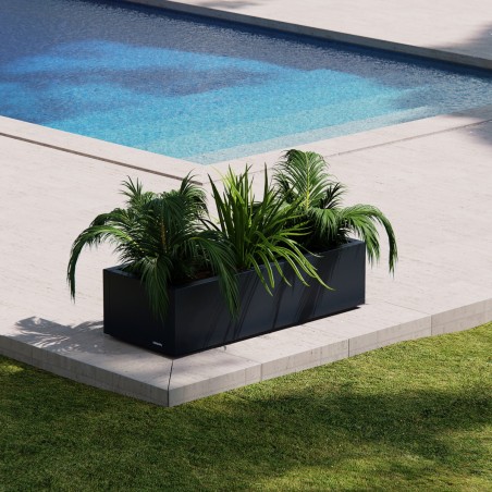 Low Herstera Planter XIC 150 in Metal Anthracite 150x40x25 cm