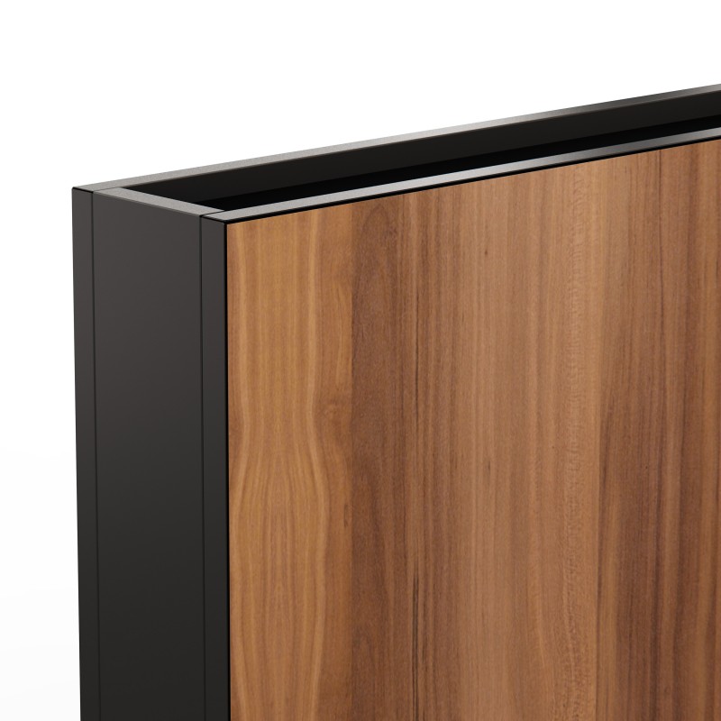 Fioriera Alta Herstera DECO PLANTER DIVIDER 25 in Metallo colore Nero e Pannello Effetto Legno 120x25x80 cm