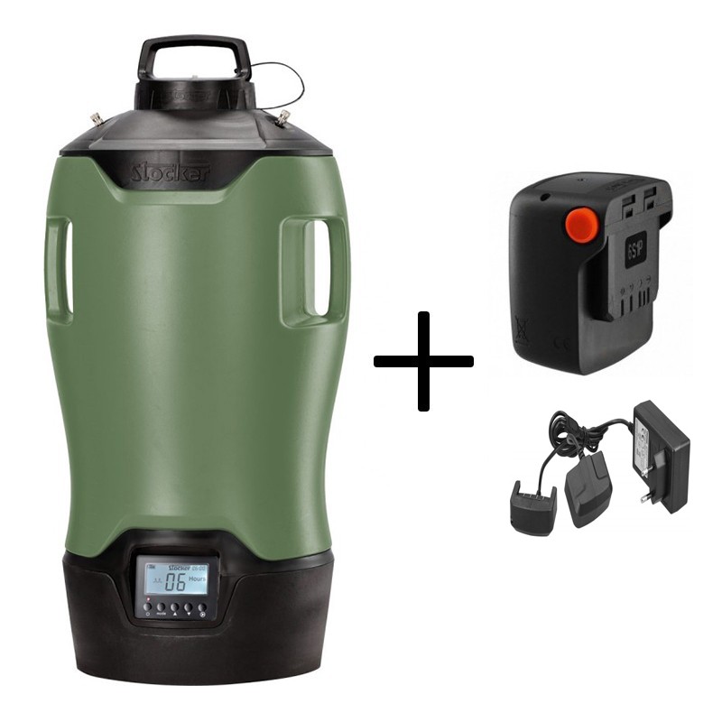 Stocker Geyser Nebulizzatore E-25 MI 21V Verde + 1 Batteria 2.6 Ah 21 V + Caricabatterie doppio 21 V