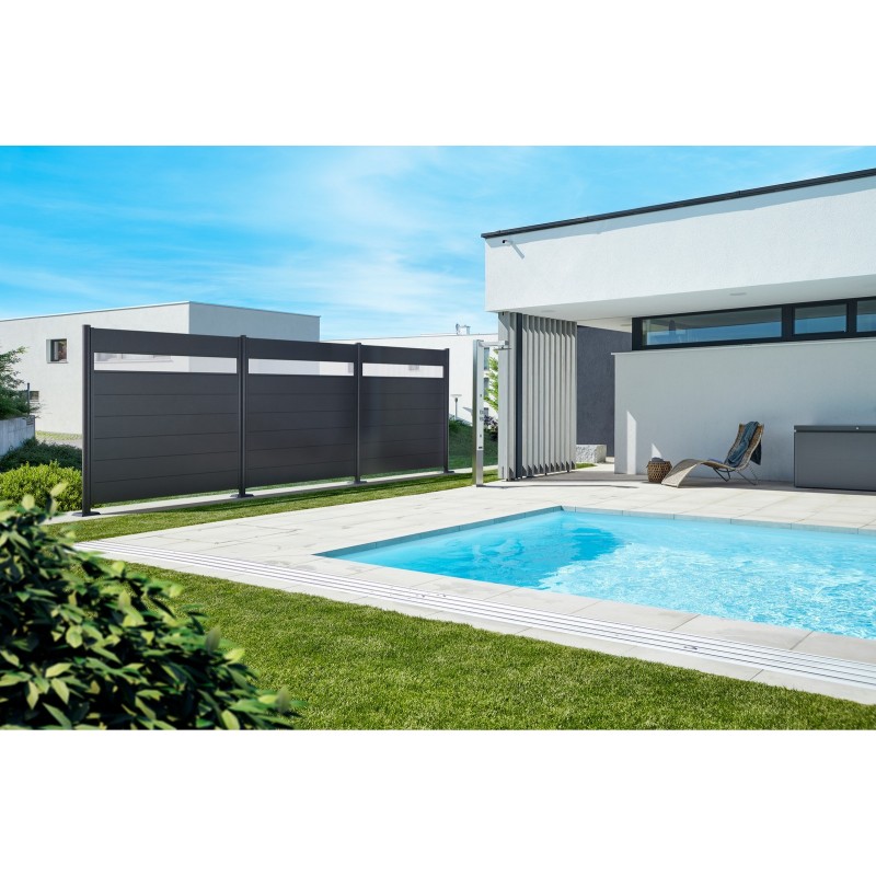 Biohort 180 Metal Privacy Screen with Glass Element Biohort 180 Metal Privacy Screen with Glass Element