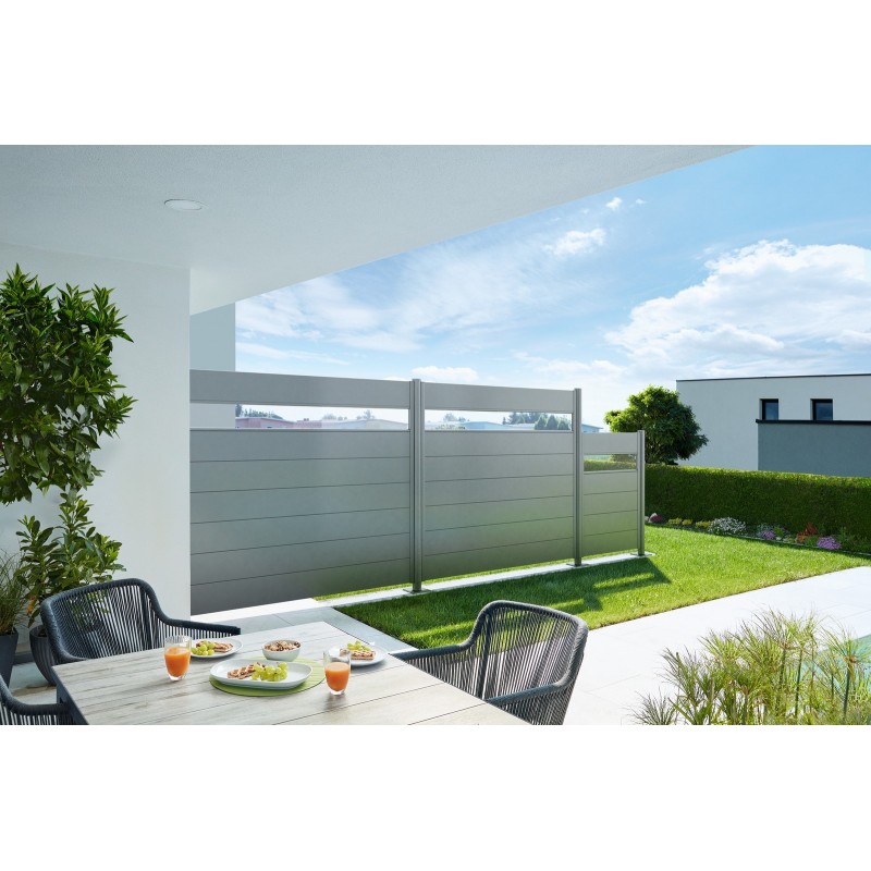 Biohort 180 Metal Privacy Screen with Glass Element Biohort 180 Metal Privacy Screen with Glass Element