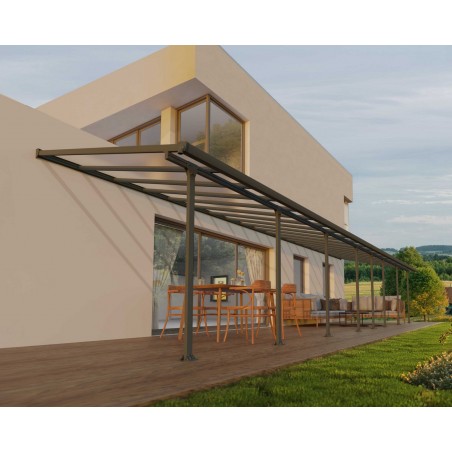 Canopia Feria Pergola Addossata in Alluminio 3X12.2 m Grigio