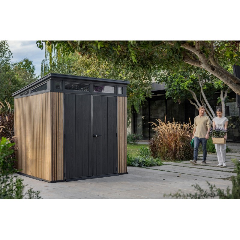 Keter Resin Garden Shed SIGNATURE PENT 7X7 Slatted Keter Resin Garden Shed SIGNATURE PENT 7X7 Slatted
