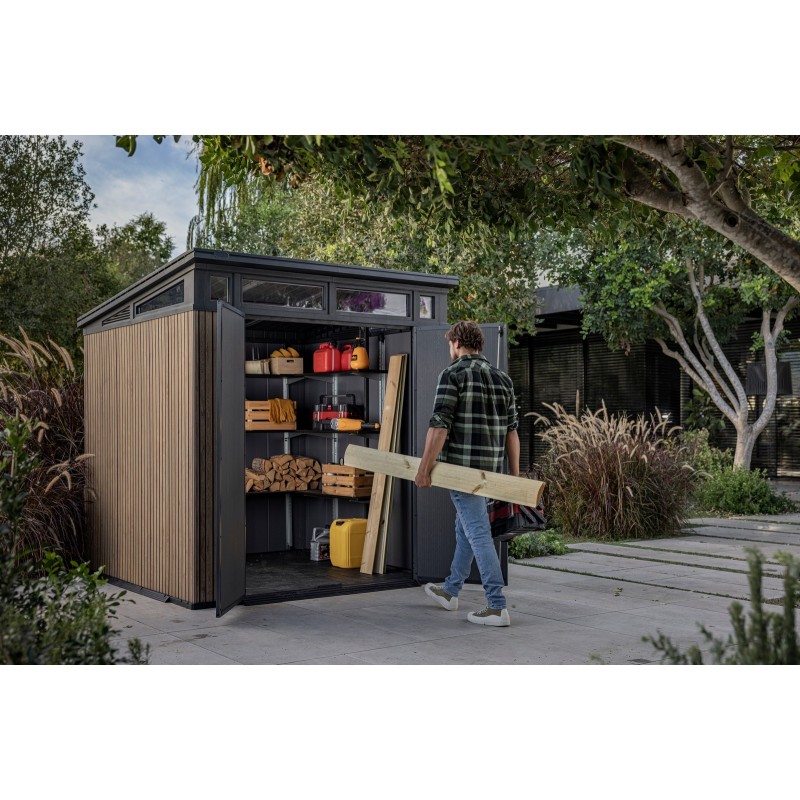 Keter Resin Garden Shed SIGNATURE PENT 7X7 Slatted Keter Resin Garden Shed SIGNATURE PENT 7X7 Slatted