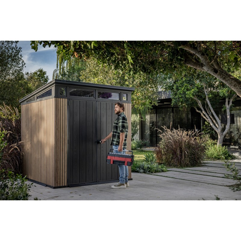 Keter Resin Garden Shed SIGNATURE PENT 7X7 Slatted Keter Resin Garden Shed SIGNATURE PENT 7X7 Slatted