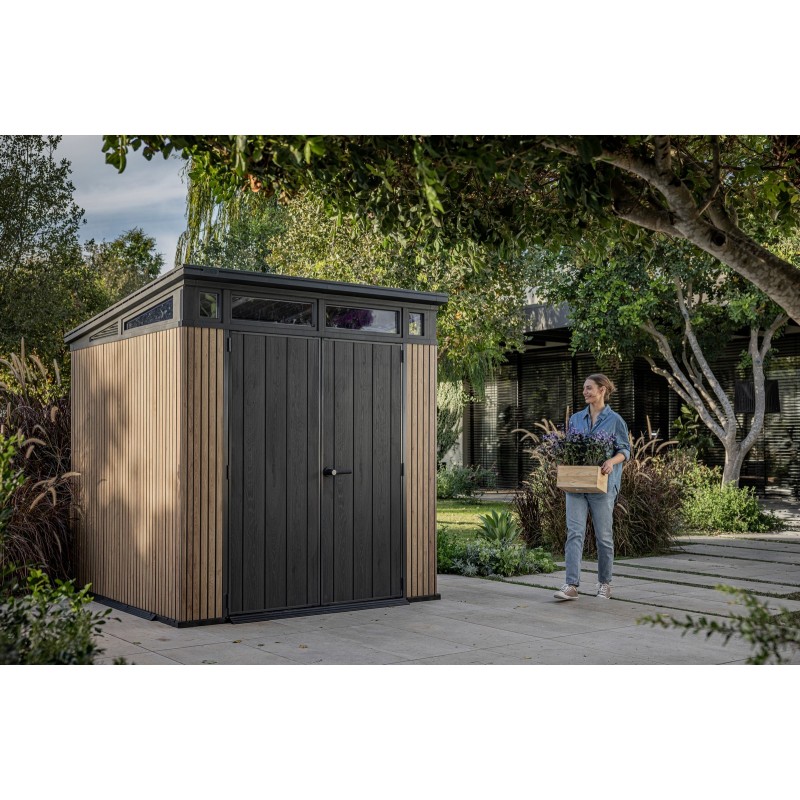 Keter Resin Garden Shed SIGNATURE PENT 7X7 Slatted Keter Resin Garden Shed SIGNATURE PENT 7X7 Slatted