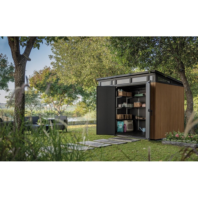 Keter Resin Garden Shed SIGNATURE PENT 9X7 Slatted Keter Resin Garden Shed SIGNATURE PENT 9X7 Slatted