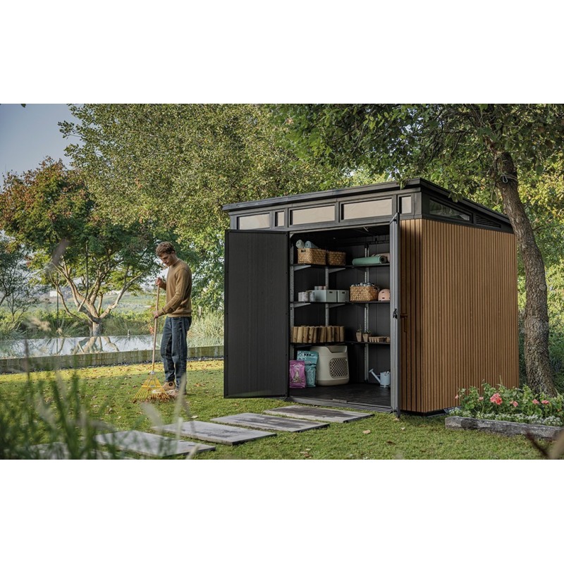 Keter Resin Garden Shed SIGNATURE PENT 9X7 Slatted Keter Resin Garden Shed SIGNATURE PENT 9X7 Slatted