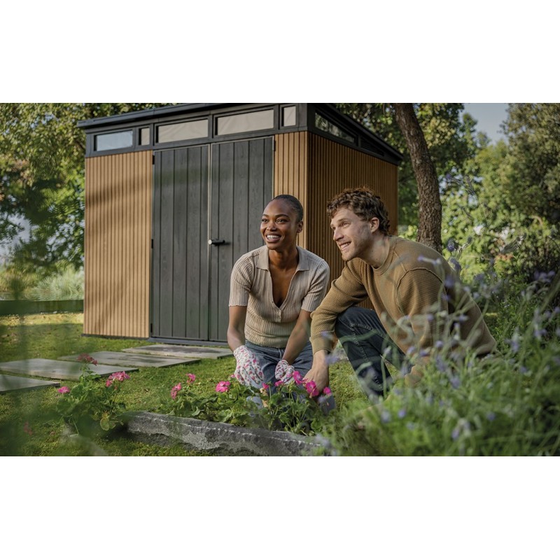 Keter Resin Garden Shed SIGNATURE PENT 9X7 Slatted Keter Resin Garden Shed SIGNATURE PENT 9X7 Slatted