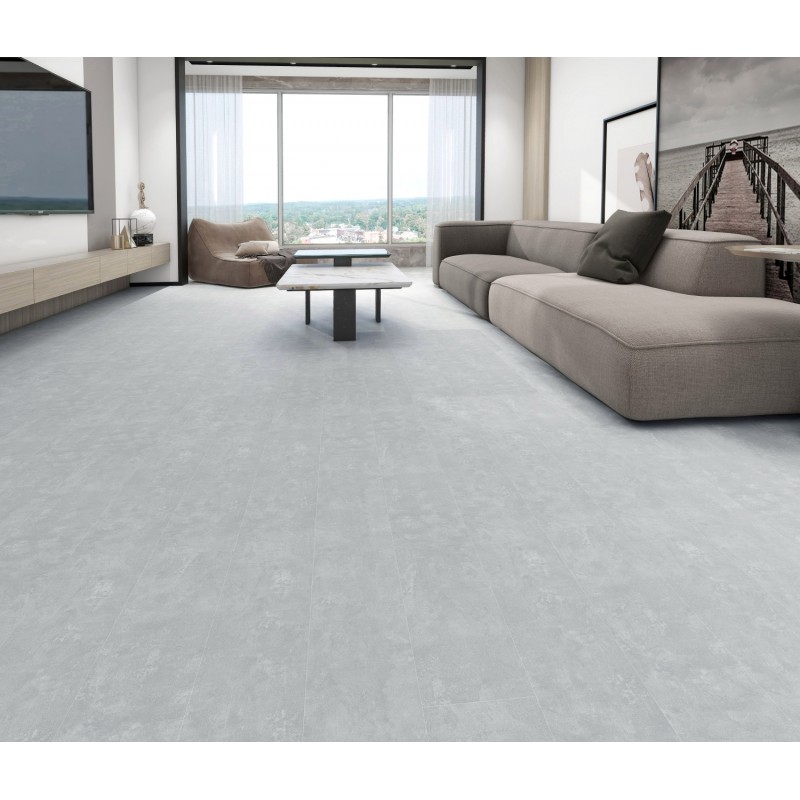 Pavimento In Spc Effetto Pietra - Cemento Chiaro Unionwood