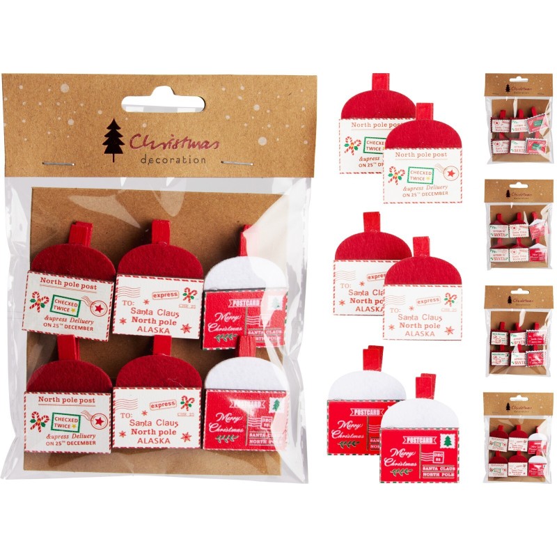 Clip Cartoline Natale Set da 6. Pezzo Singolo
