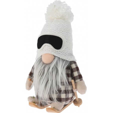 20cm Fabric Skiing Gnome with LED Light. Single Piece