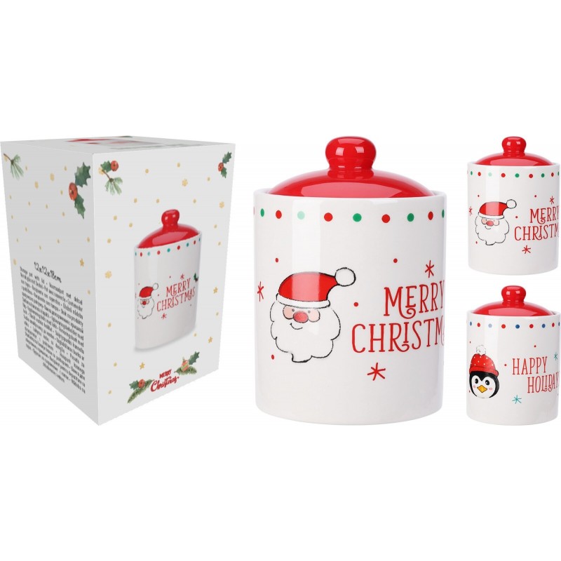 Ceramic Christmas Jar, 12x18 cm. Single Piece Ceramic Christmas Jar, 12x18 cm. Single Piece