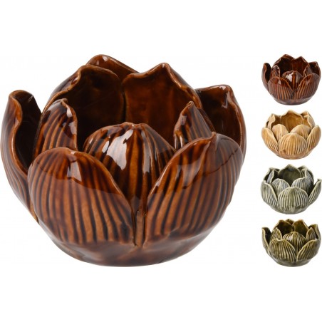 Porta Tea Light Fiore di Loto 8x5 Cm. Pezzo Singolo