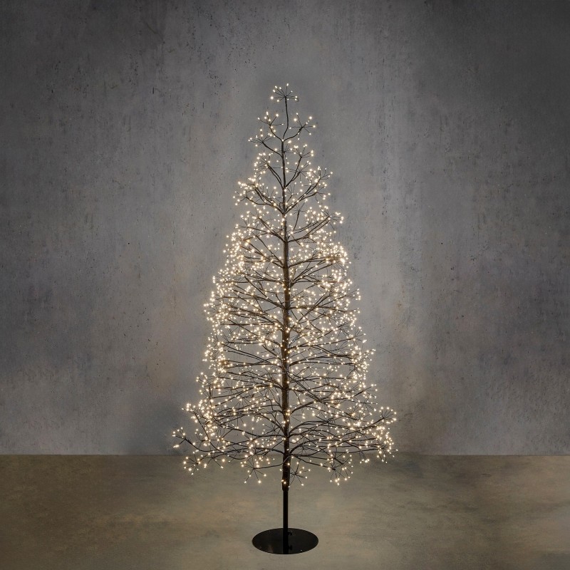 Albero di Natale Nero con 2100 LED Bianco Classico e Timer