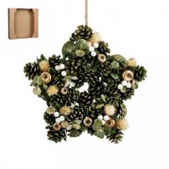 Ghirlanda Addobbata a Forma di Stella Color Verde 34 cm